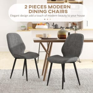 HOMCOM Dining Chairs Set of 2 Upholstered