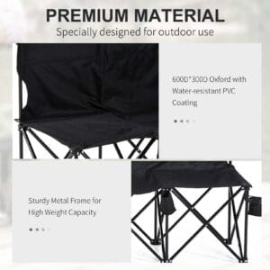 Outsunny 6 Seat Bench Chair Cup Holder Folding