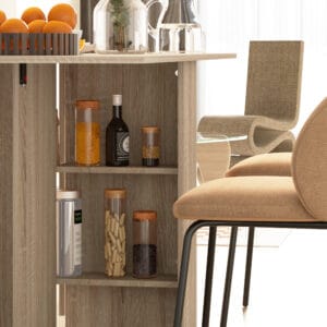 Homcom Dining Table w/ Shelves Drop Leaf