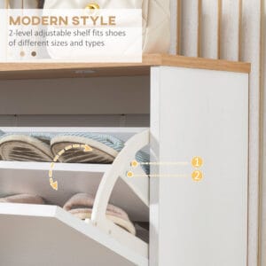 Homcom Shoe Cabinet w/ 3 Flip Drawers
