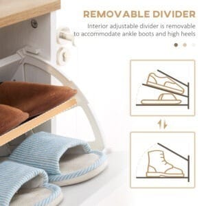 Homcom Shoe Cabinet w/ 3 Flip Drawers