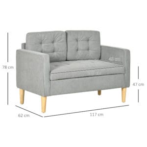 Homcom 2 Seater Sofa w/ Storage Grey