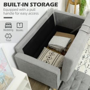 Homcom 2 Seater Sofa w/ Storage Grey