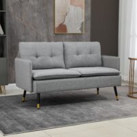 Homcom Two Seater Sofa Upholstered Grey
