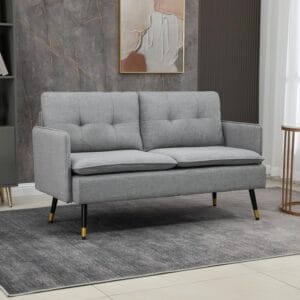 Homcom Two Seater Sofa Upholstered Grey