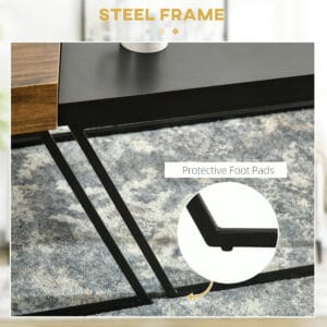 Homcom Coffee Table Set of 2 Steel Frame