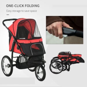 PawHut Foldable Dog Stroller w/ Canopy Red