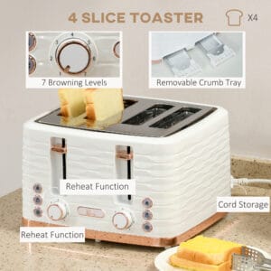 Homcom Kettle & Toaster Set 1.7L/4 Slice
