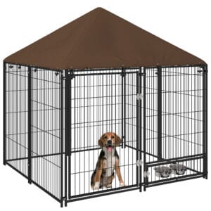 PawHut Dog House Kennel w/ Canopy Top