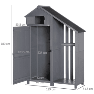 Homcom Wooden Tool Shed w/ 3 Shelves