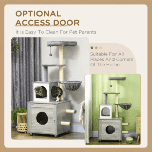 PawHut Cat Litter Box Enclosure w/ Cat House