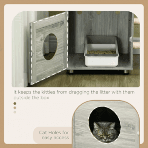 PawHut Cat Litter Box Enclosure w/ Cat House