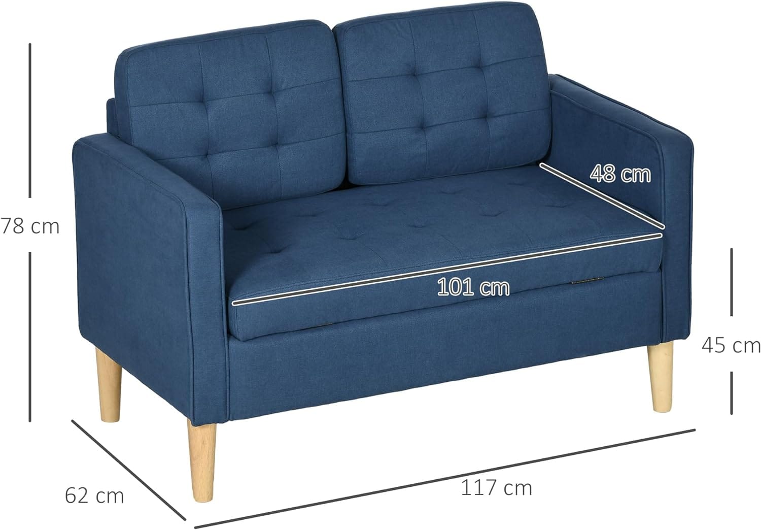 HOMCOM Compact Loveseat Sofa 2 Seater HOMCOM Compact Loveseat Sofa 2 Seater