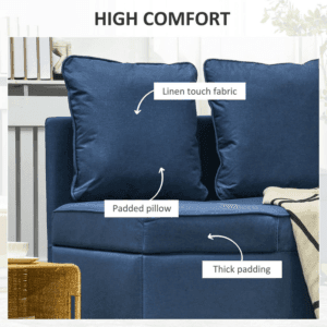 Homcom Sofa Bed Sleeper w/ Pillows Blue