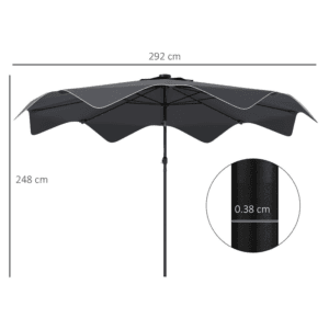 Outsunny Parasol w/ LED Lights and Tilt