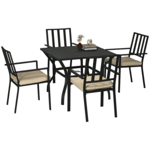 Outsunny Dining Set w/ 4 Stackable Chairs