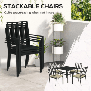 Outsunny Dining Set w/ 4 Stackable Chairs