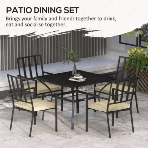 Outsunny Dining Set w/ 4 Stackable Chairs