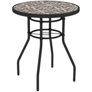 Outsunny Garden Table with Glass Printed Design