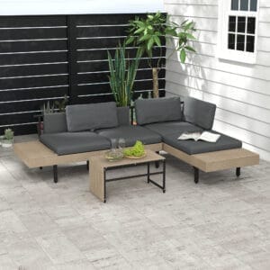 Outsunny Furniture Set Table L-Shaped Sofa