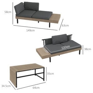 Outsunny Furniture Set Table L-Shaped Sofa