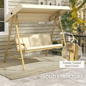 Outsunny 3 Seater Swing Chair w/ Canopy