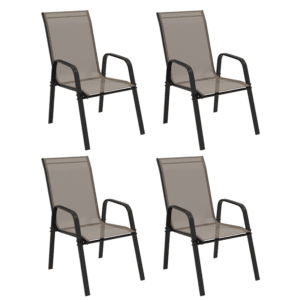 Outsunny Set of 4 Garden Dining Chair Set