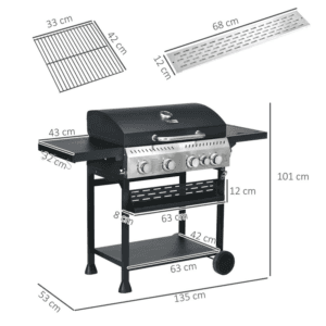 Outsunny 4+1 Burner Gas Barbecue