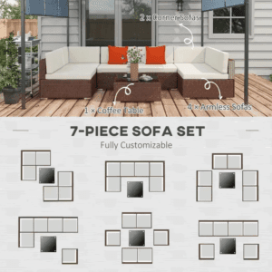 Outsunny 7pc Furniture Set Rattan Outsunny 7pc Furniture Set Rattan