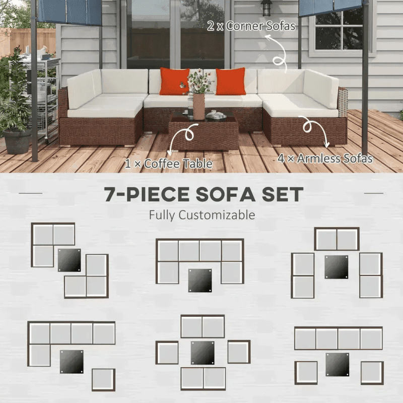 Outsunny 7pc Furniture Set Rattan Outsunny 7pc Furniture Set Rattan