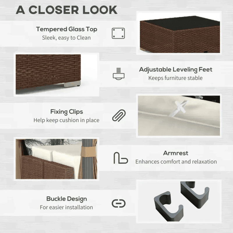 Outsunny 7pc Furniture Set Rattan Outsunny 7pc Furniture Set Rattan