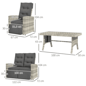 Outsunny 4pc Rattan Furniture Set
