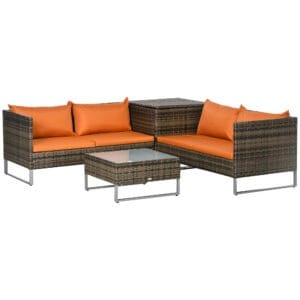 Outsunny 4pc Rattan Garden Sofa Set