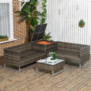 Outsunny 4pc Rattan Garden Sofa Set