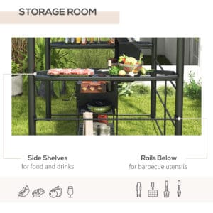 Outsunny BBQ Gazebo w/ 2 Shelves