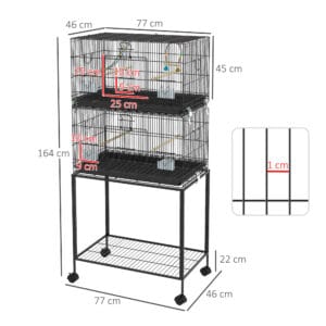 PawHut 2-Tier Bird Cage on Wheels