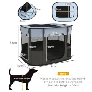 PawHut Dog/Cat Pen Portable Grey