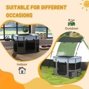 PawHut Dog/Cat Pen Portable Grey