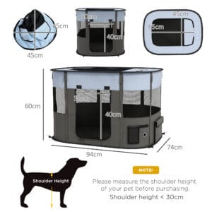 PawHut Dog/Cat Pen Portable Grey