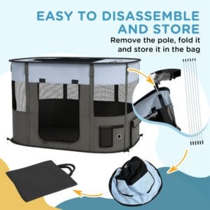 PawHut Dog/Cat Pen Portable Grey