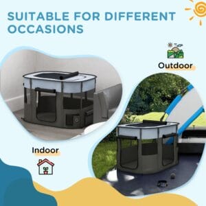 PawHut Dog/Cat Pen Portable Grey