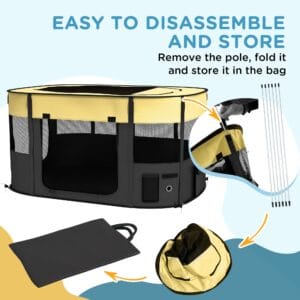 PawHut Portable Dog/Cat Pen Yellow