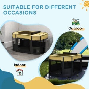 PawHut Portable Dog/Cat Pen Yellow