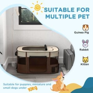 PawHut Dog/Cat Pen Portable Brown