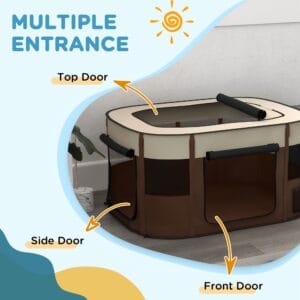 PawHut Dog/Cat Pen Portable Brown