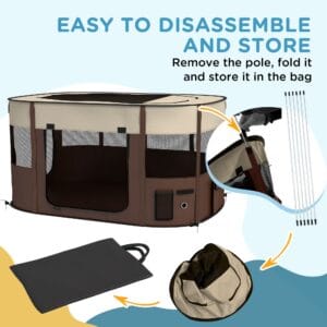 PawHut Dog/Cat Pen Portable Brown