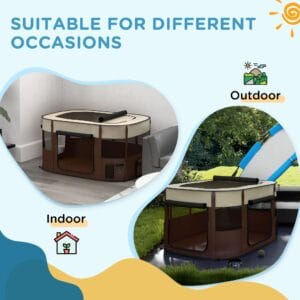 PawHut Dog/Cat Pen Portable Brown