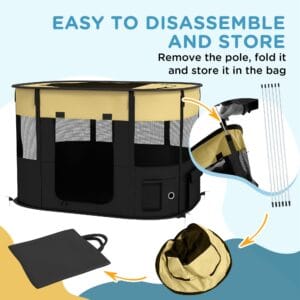 PawHut Dog/Cat Pen Portable Yellow