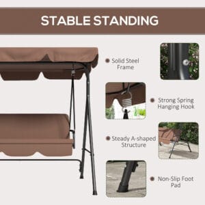 Outsunny 3-person Swing Chair Brown