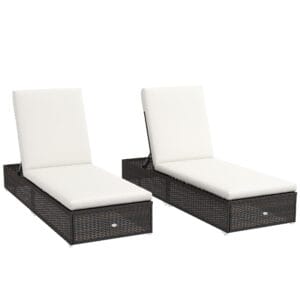 Outsunny Rattan Sun Loungers Set of 2